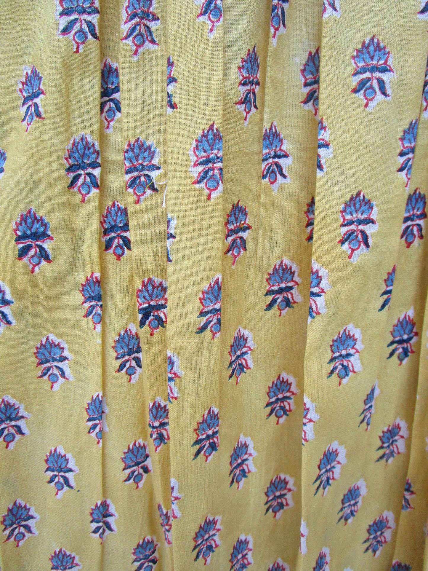 bohemian yellow blue floral hand block printed women's tops and blouse