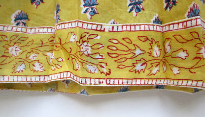 bohemian yellow blue floral hand block printed women's tops and blouse