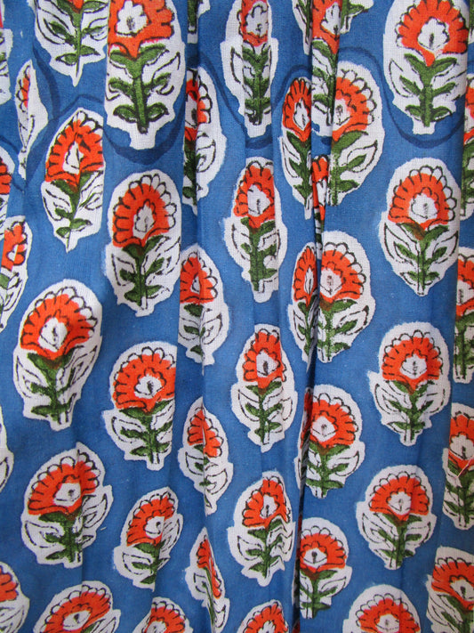 stylish blue red floral hand block printed women's tops and tunics