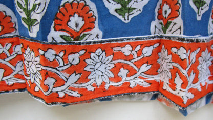 stylish blue red floral hand block printed women's tops and tunics