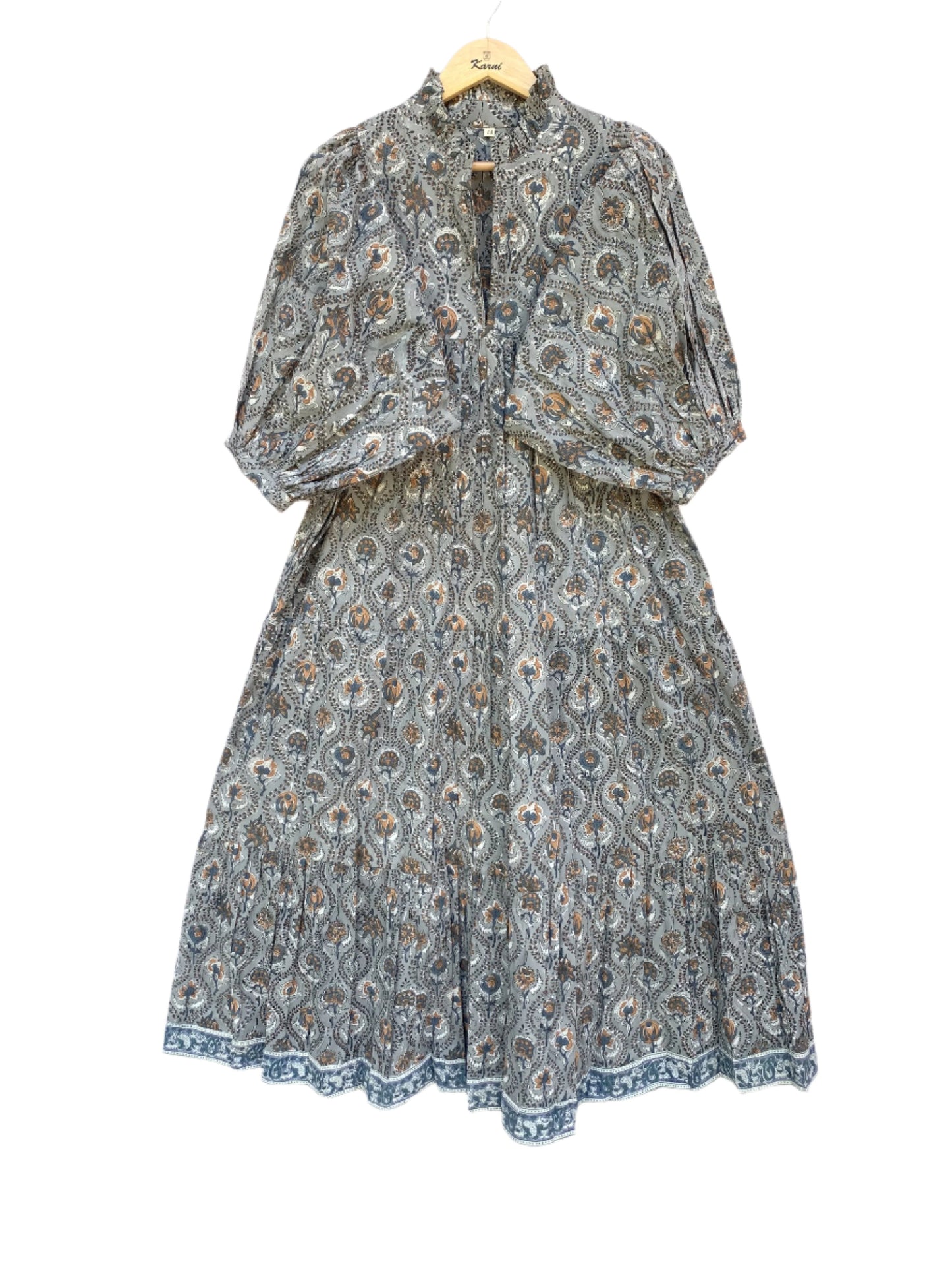 bohemian gray flora printed women's maxi dress