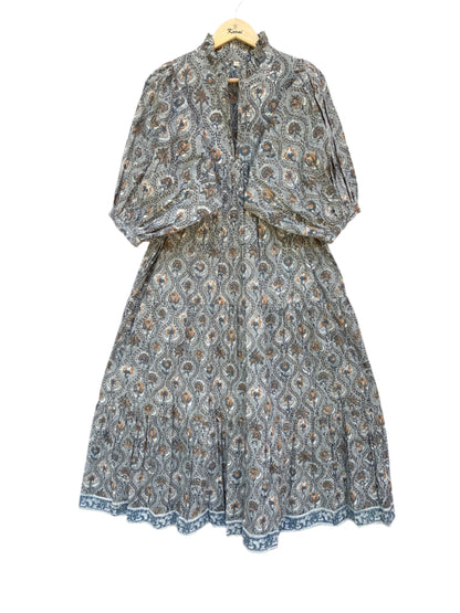 bohemian gray flora printed women's maxi dress
