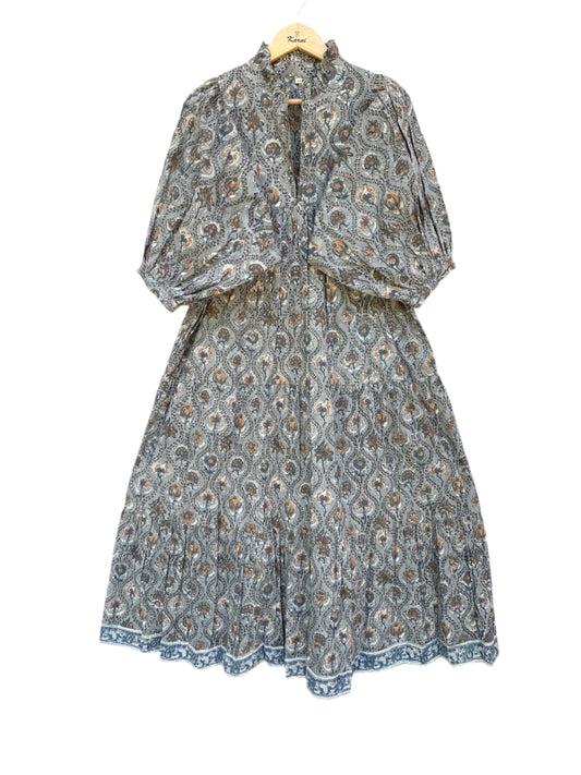 bohemian gray flora printed women's maxi dress