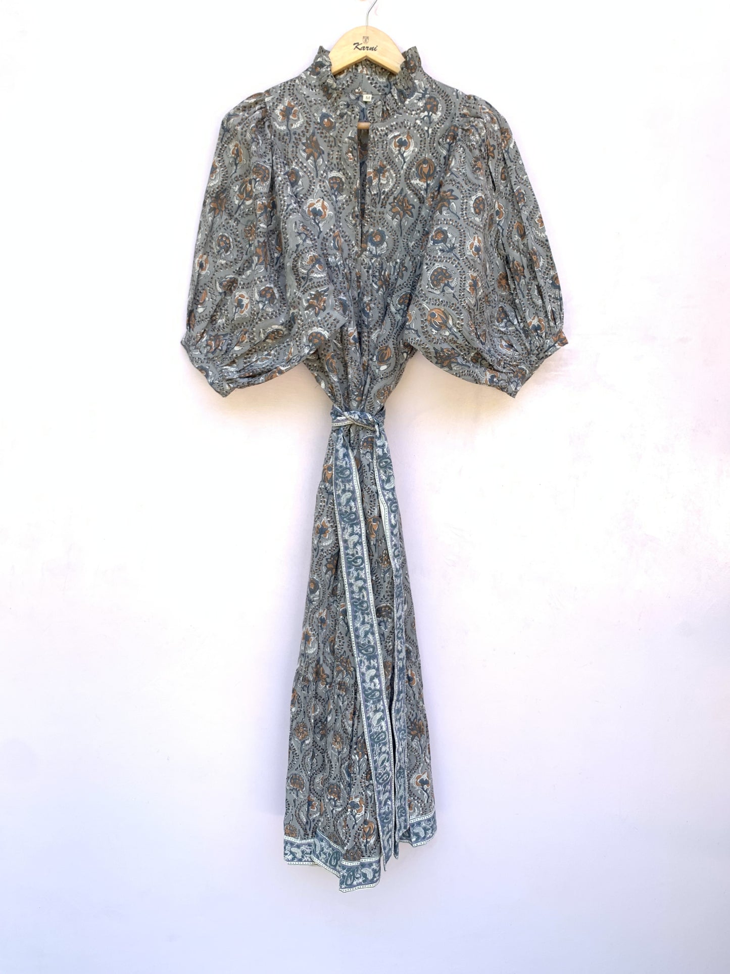 bohemian gray flora printed women's maxi dress