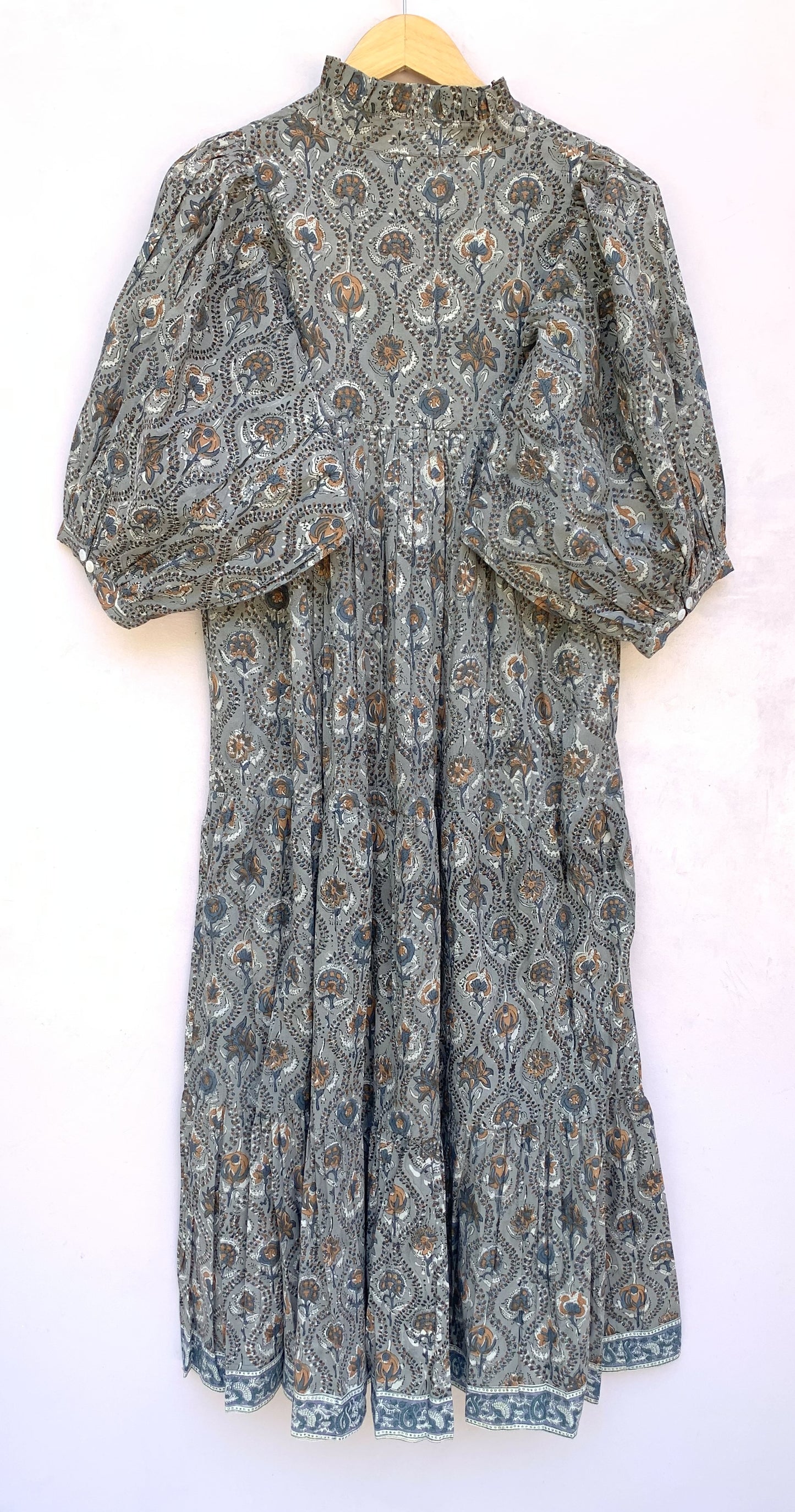 bohemian gray flora printed women's maxi dress