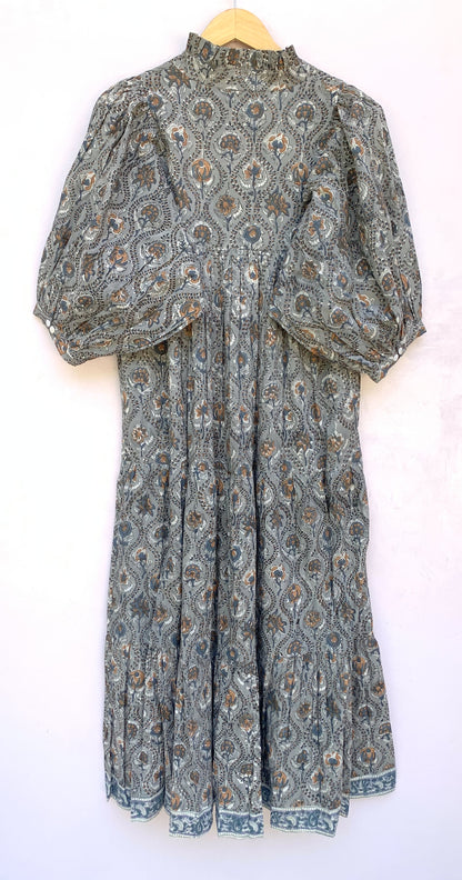bohemian gray flora printed women's maxi dress