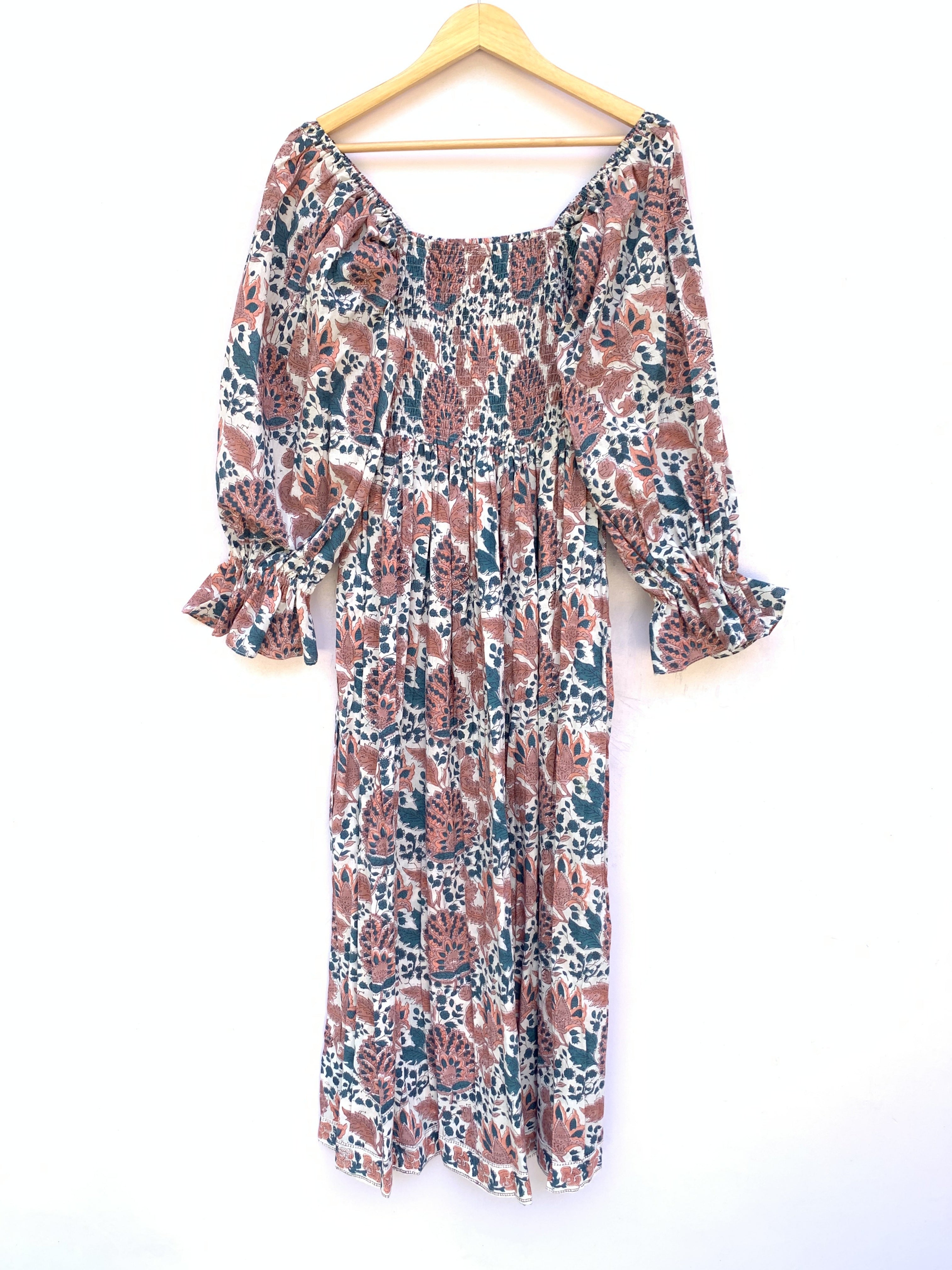 formal blue-red floral printed women's maxi dress