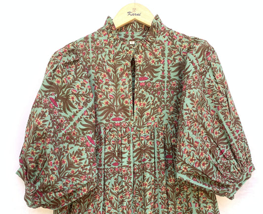 sun green-red floral printed women's maxi dress