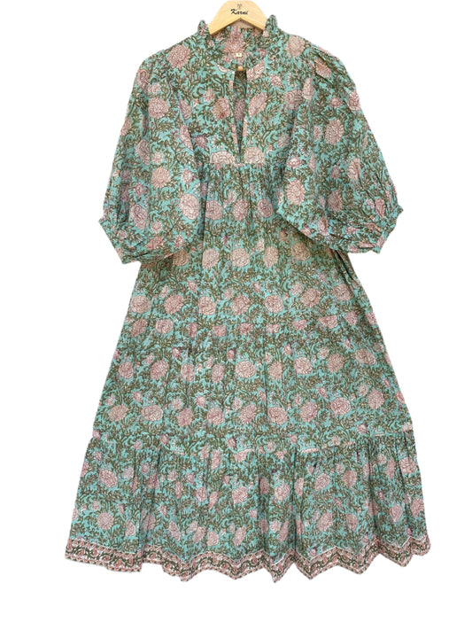 green-pink floral beach wear women's maxi dress