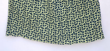 Olive Green Hand Block Printed Cotton Dress – Smocked Bodice Boho Midi Dress with Puff Sleeves