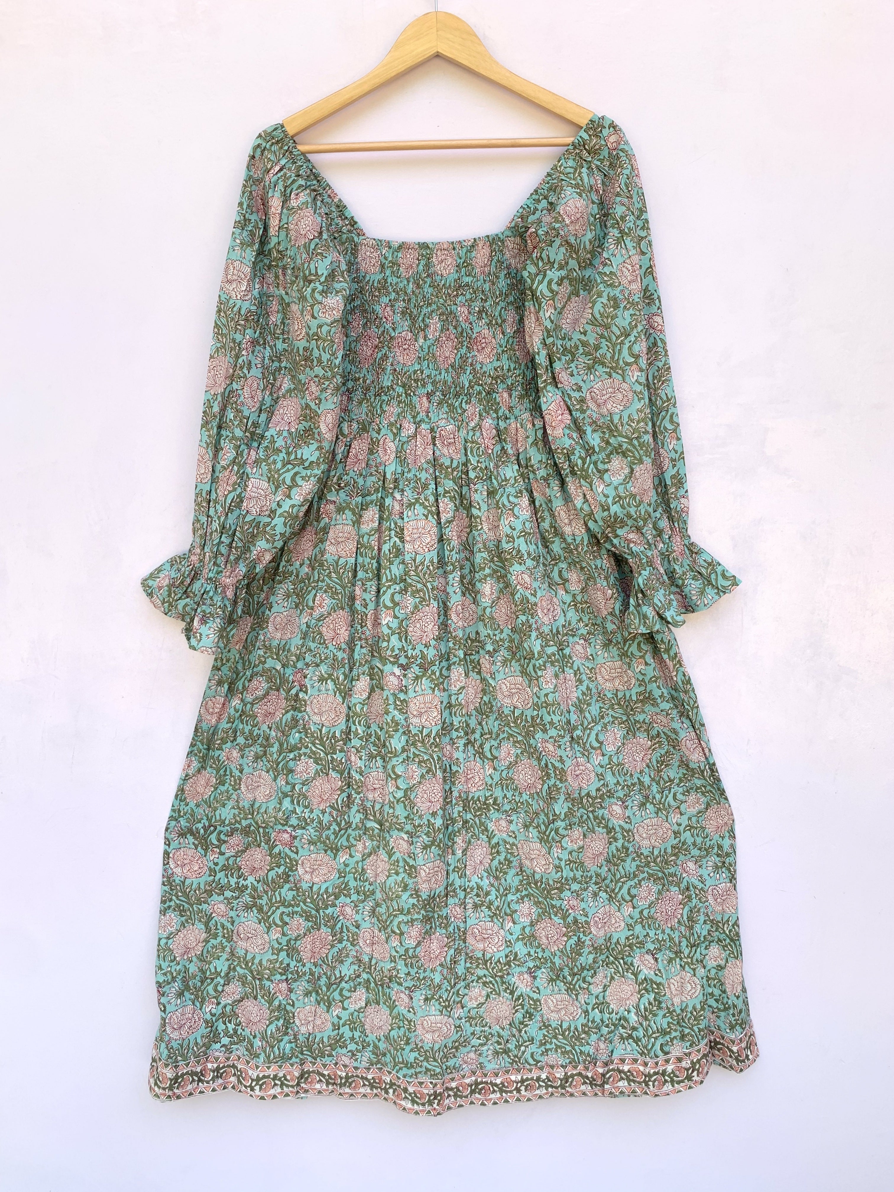 customized green-pink floral printed women's maxi dress