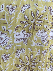 cotton yellow-brown floral printed women's maxi dress