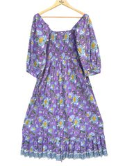 winter purple-yellow floral printed women's maxi dress