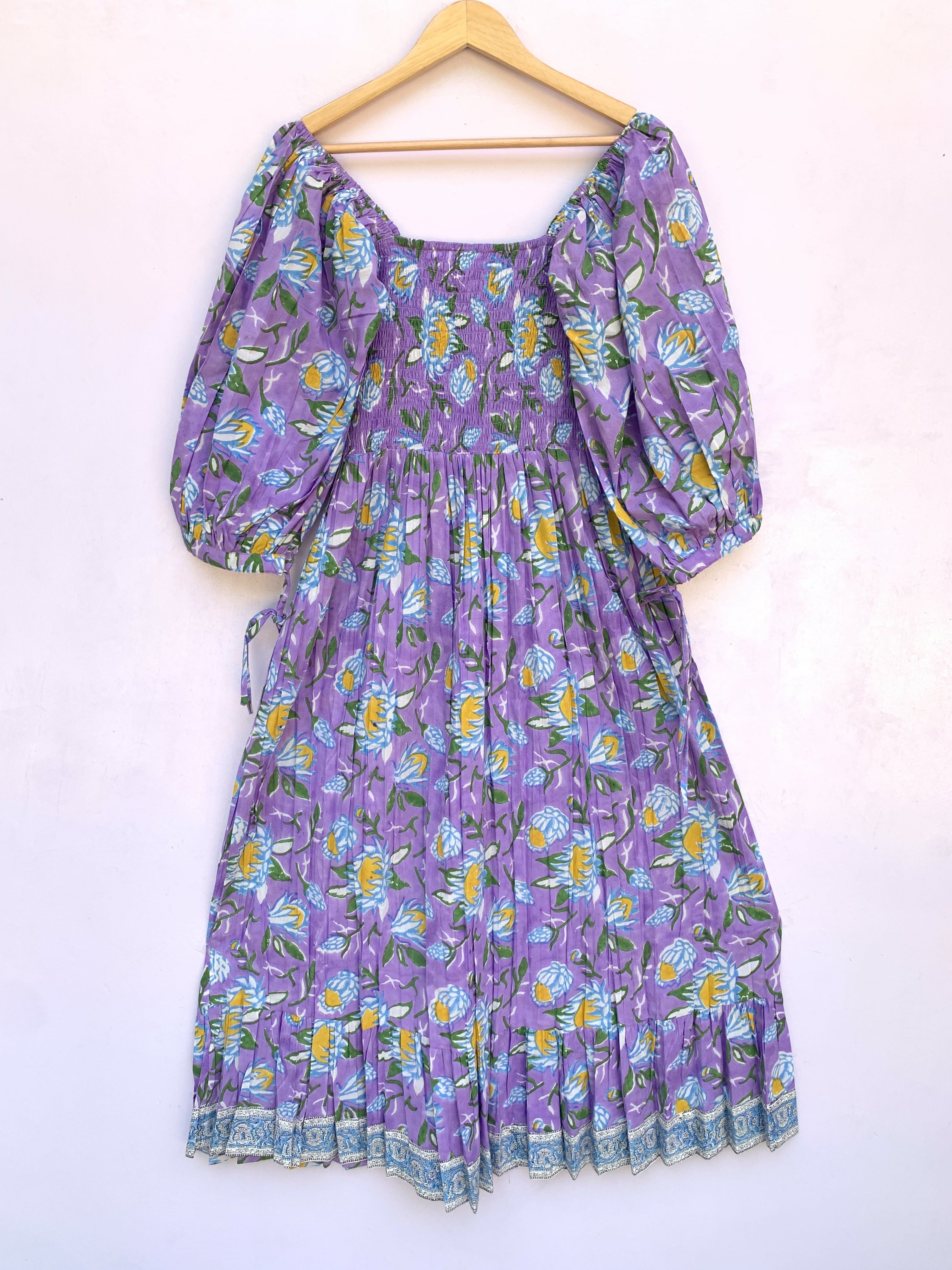 winter purple-yellow floral printed women's maxi dress