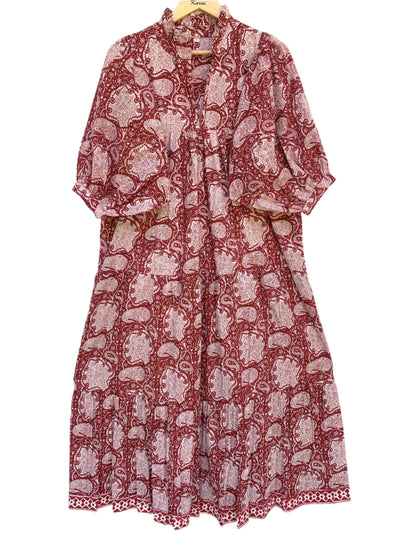 popular red floral printed women's maxi dress