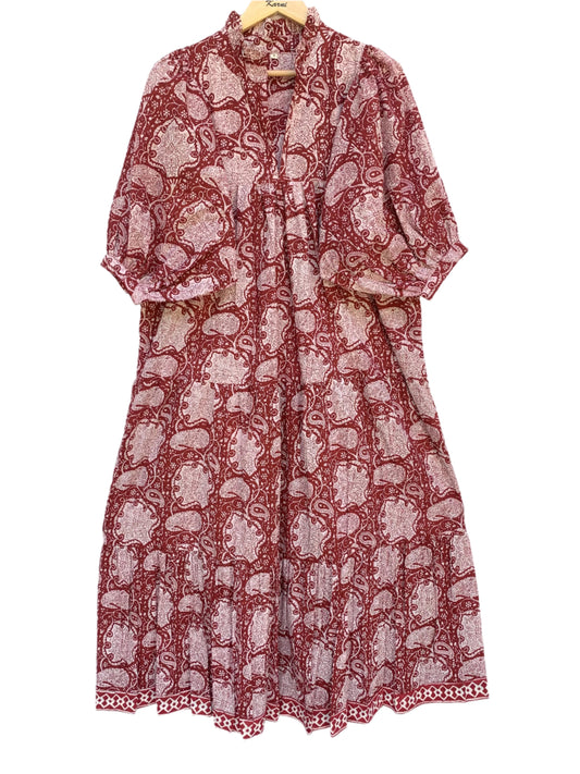 popular red floral printed women's maxi dress