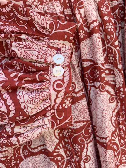 popular red floral printed women's maxi dress