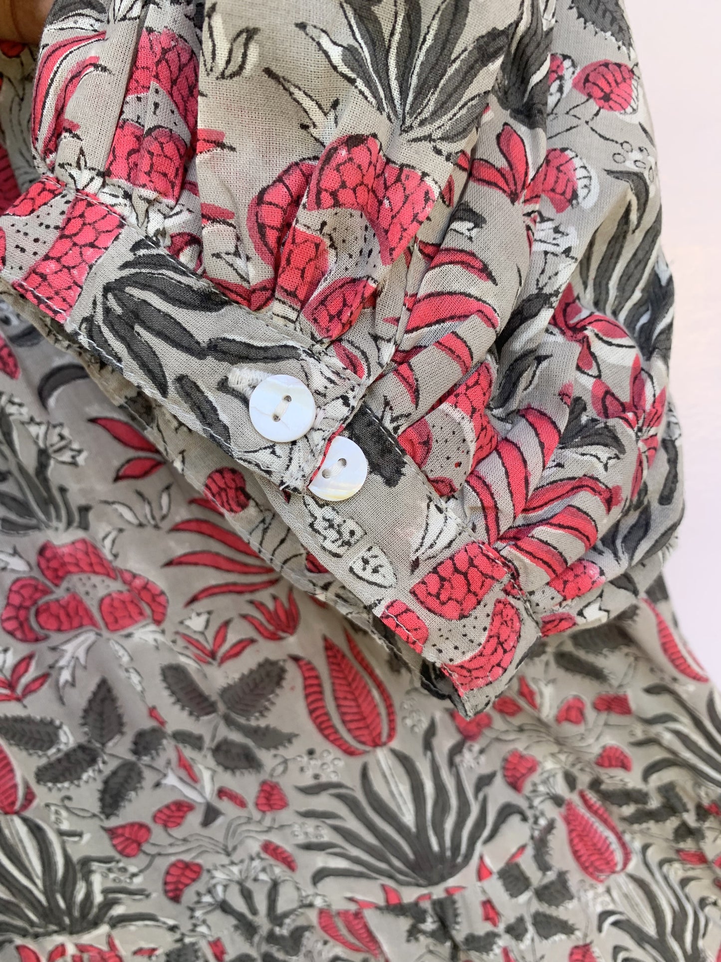 gray-red floral customized pattern printed women's maxi dress