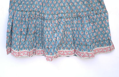 blue-red floral pattern printed women's maxi dress