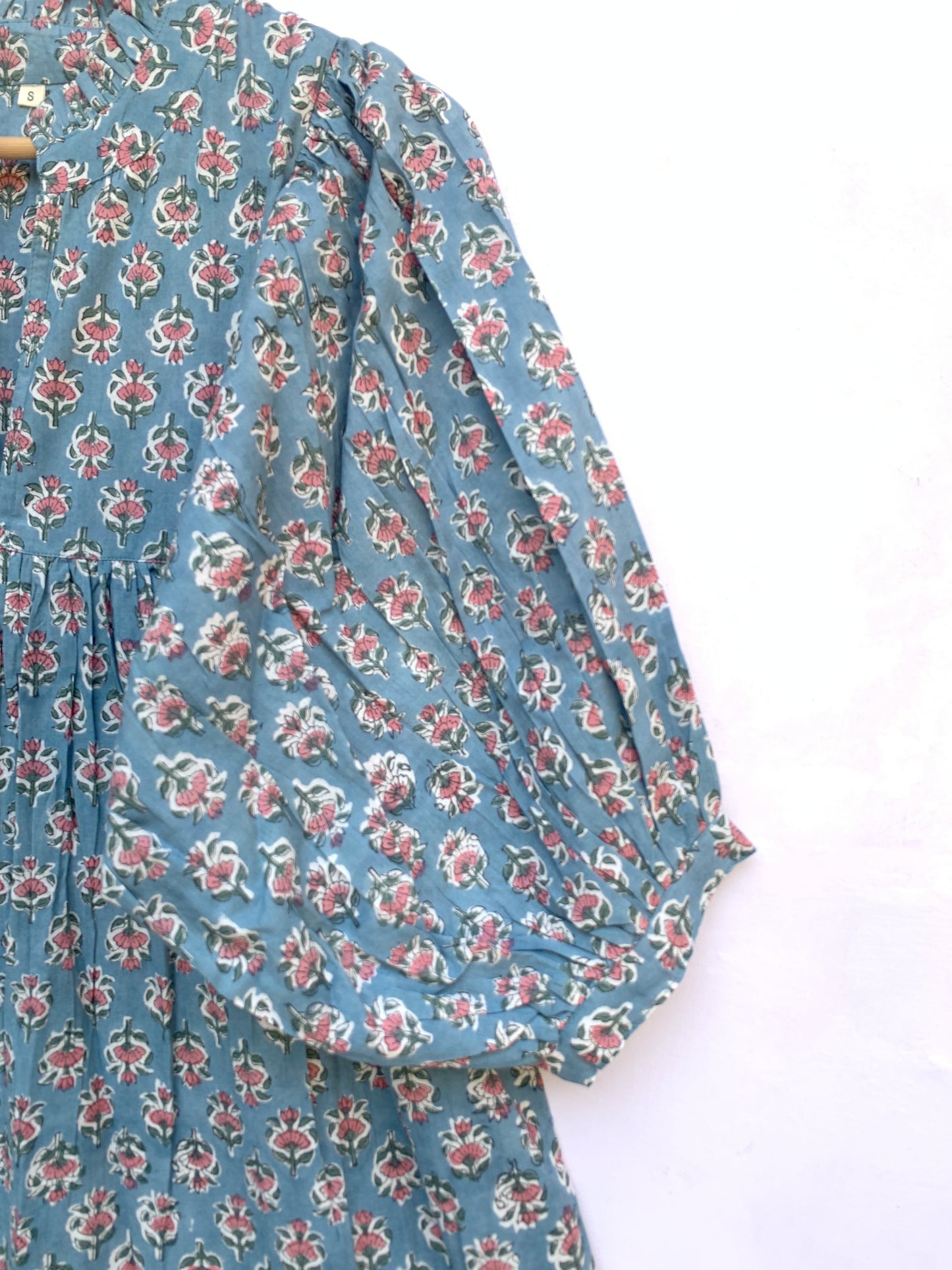blue-red floral pattern printed women's maxi dress