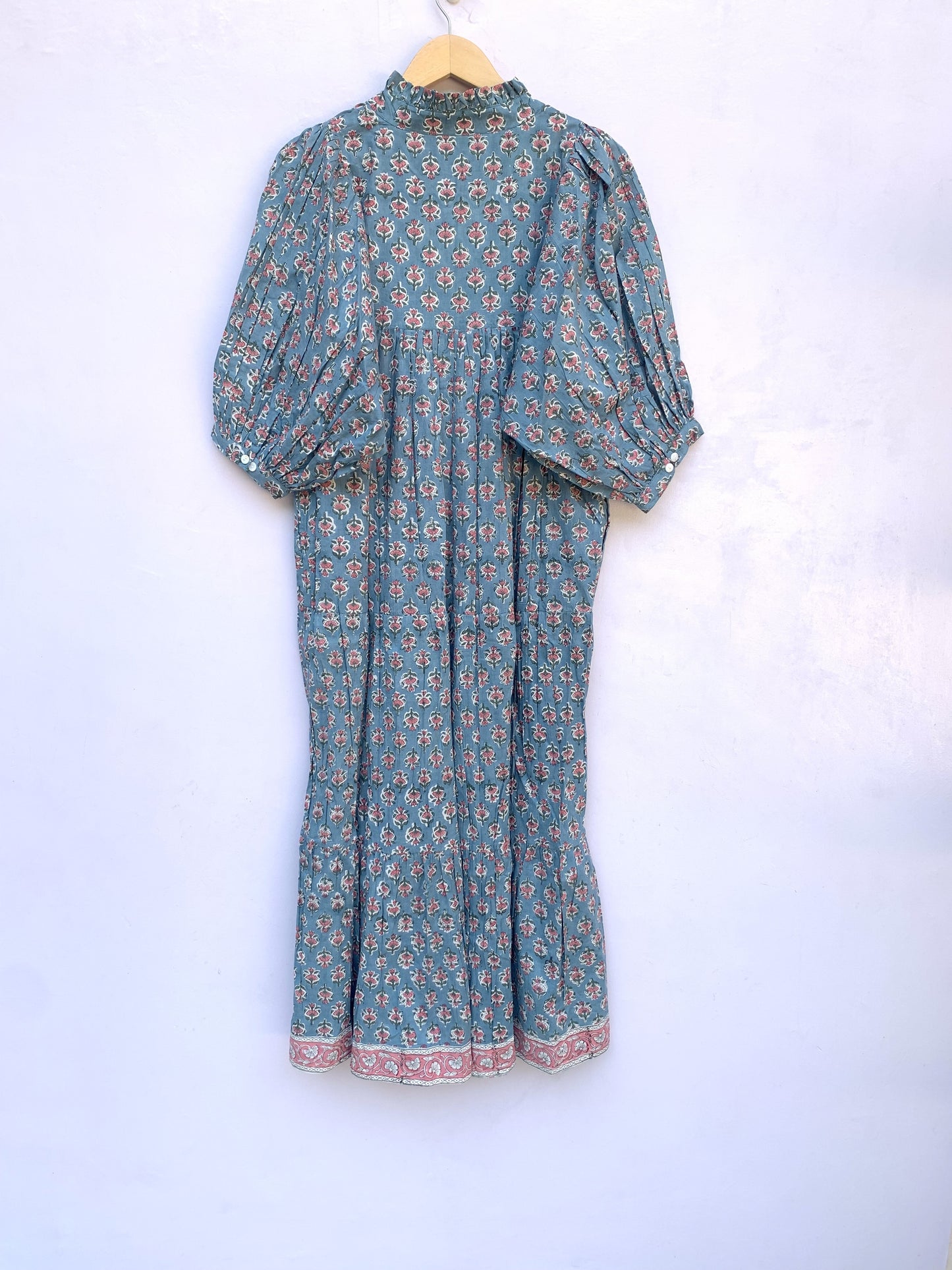 blue-red floral pattern printed women's maxi dress