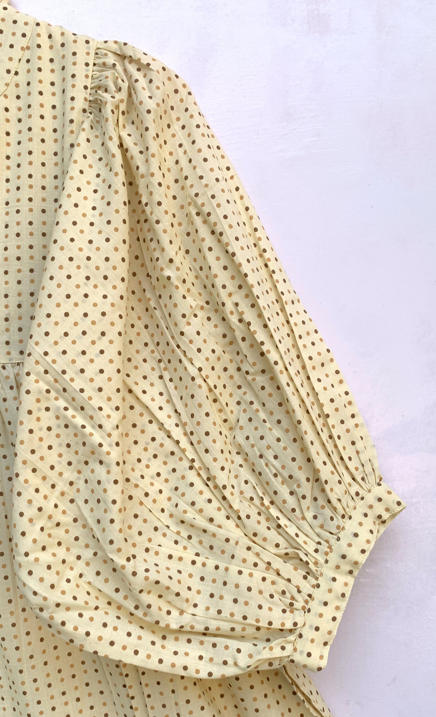 stylish yellow-brown doted printed women's maxi dress