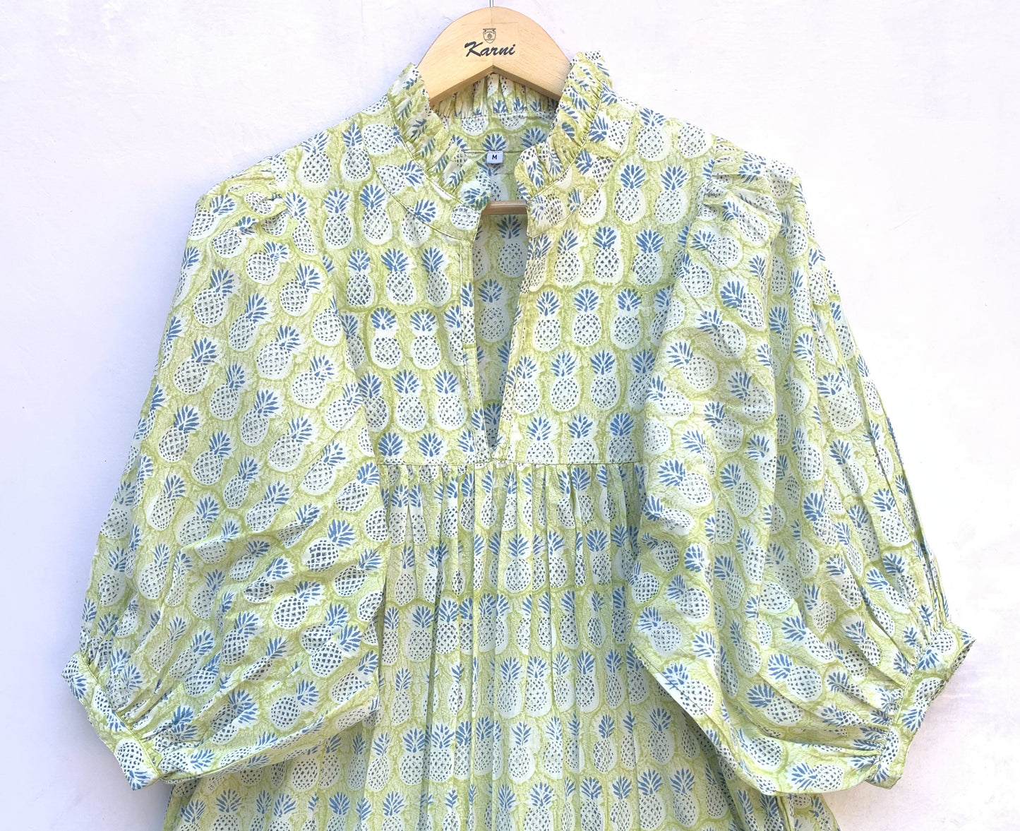 formal green-blue pineapple printed women's maxi dress