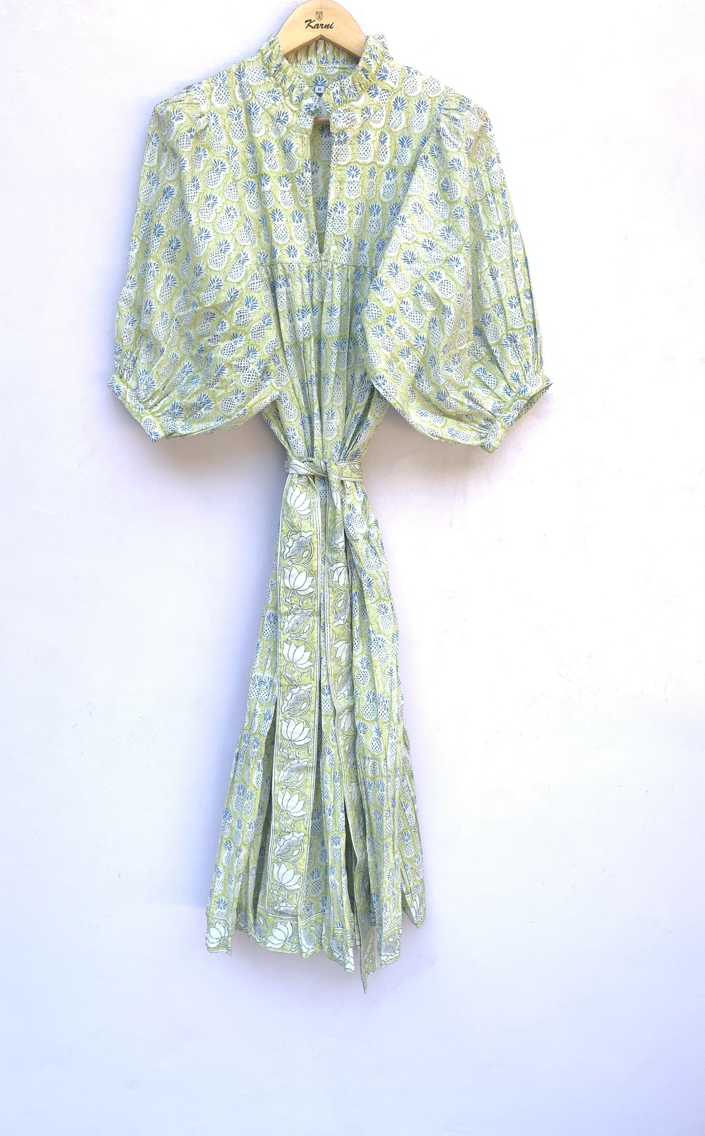 formal green-blue pineapple printed women's maxi dress