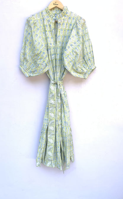 formal green-blue pineapple printed women's maxi dress