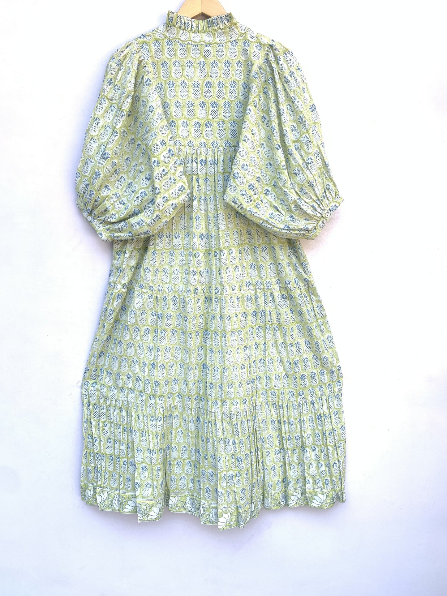 formal green-blue pineapple printed women's maxi dress