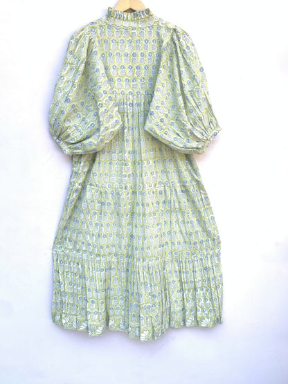 formal green-blue pineapple printed women's maxi dress