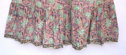 vintage rose gold floral block printed women's maxi dress