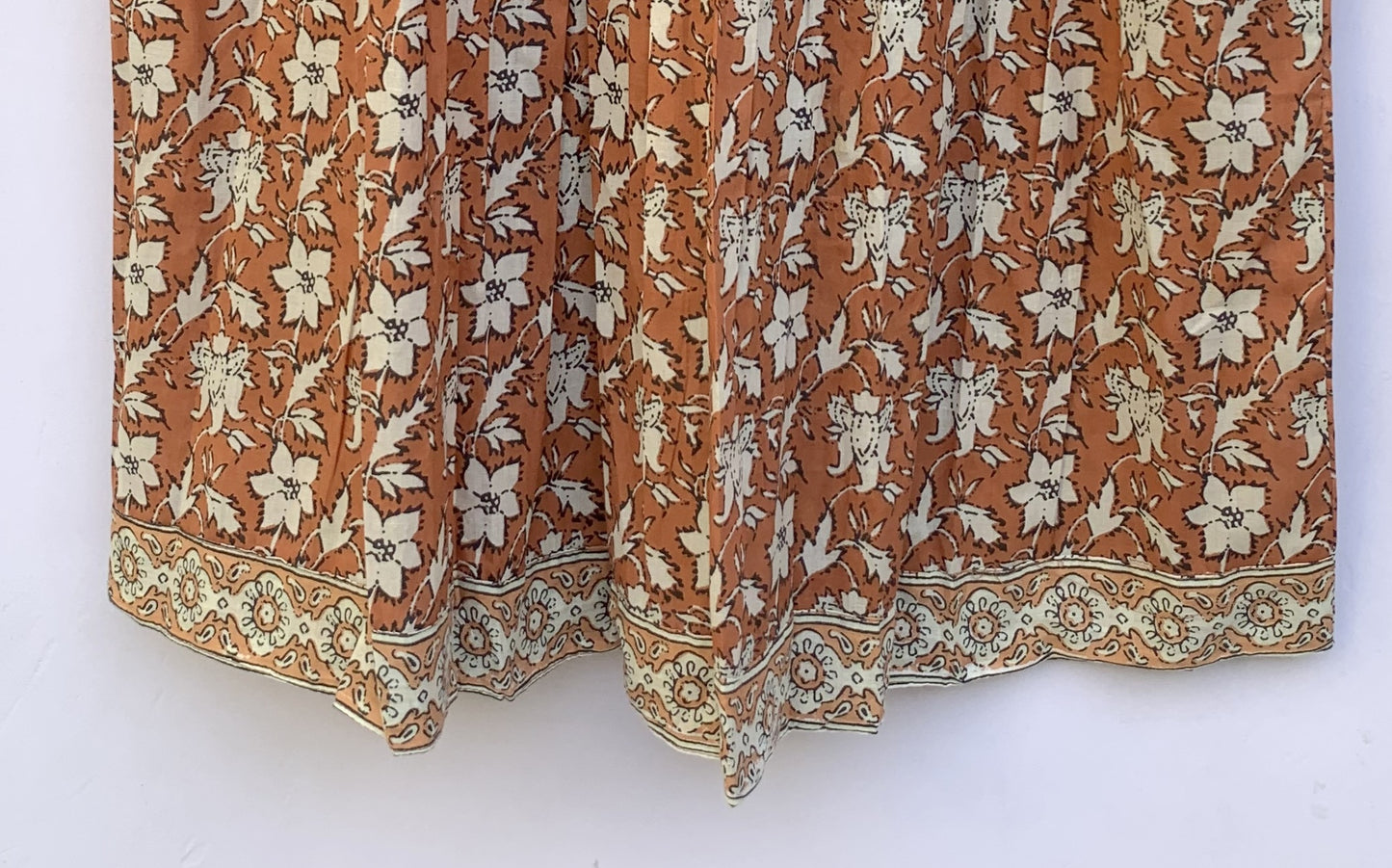 indian brown floral block printed women's mini maxi dress