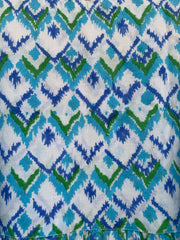 blue green geometrical block printed spring maxi gown