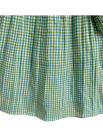 Turquoise Gingham Cotton Lounge Set – Puff Sleeve Smocked Top & Shorts
