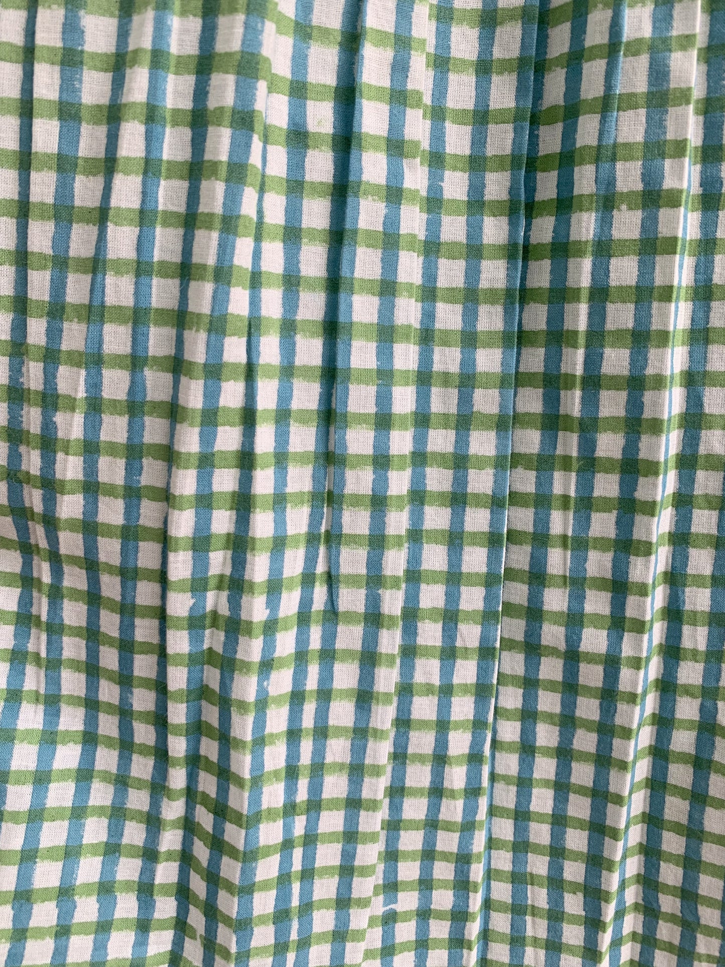 Turquoise Gingham Cotton Lounge Set – Puff Sleeve Smocked Top & Shorts