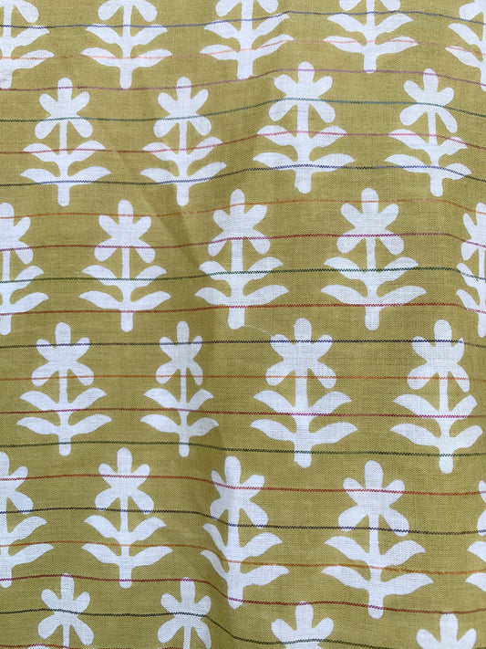 pretty mustard mini womens cotton dress with purple borders