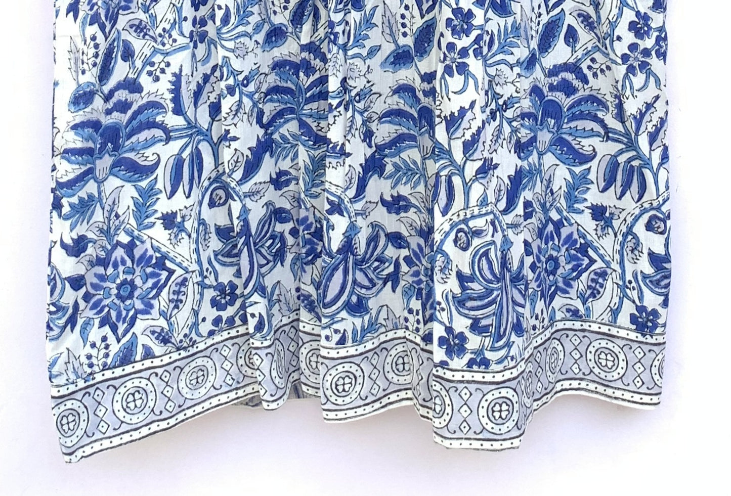 blue and white floral mini womens dress with balloon sleeves