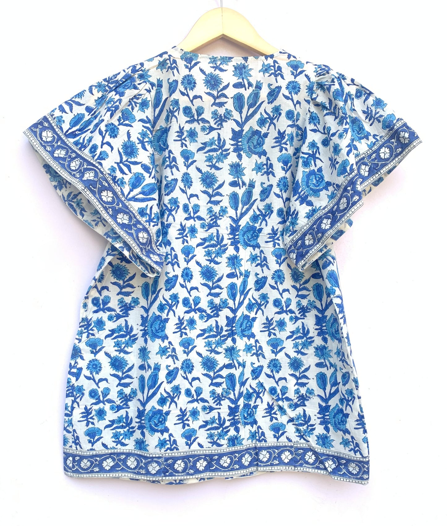 cotton blue and white multifloral blouse