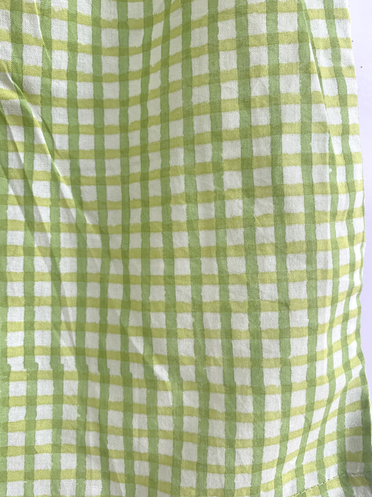 Sage Gingham Cotton Lounge Set for Women, Puff Sleeve Babydoll Top & Shorts, Cottagecore Pajama Set