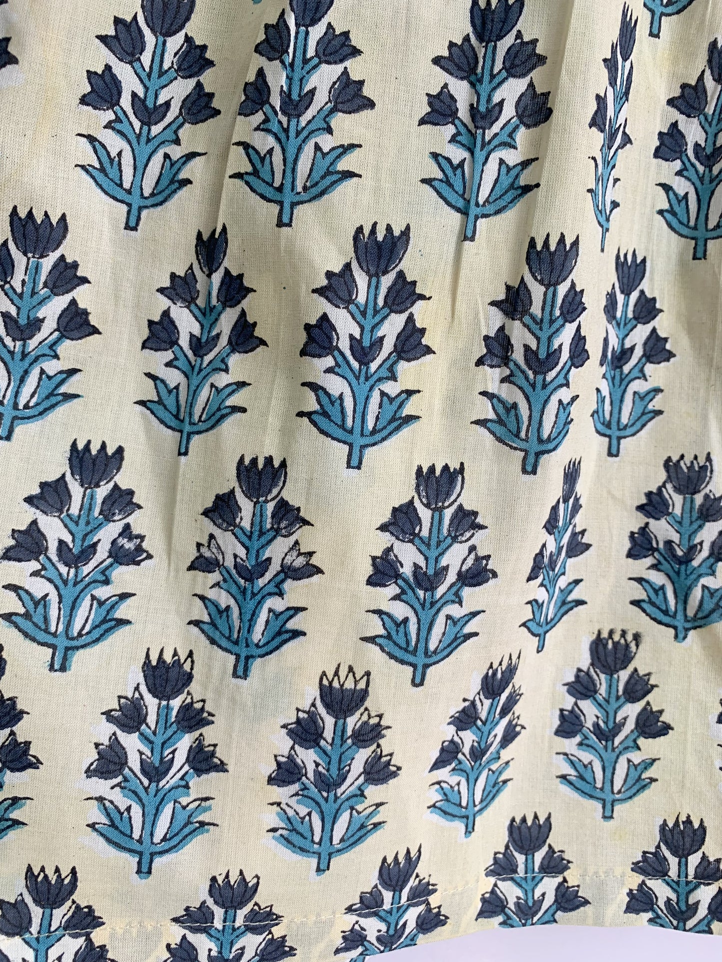 Blue Botanical Pajama Co-Ord Set - Smocked Puff Sleeve Top & Relaxed Shorts