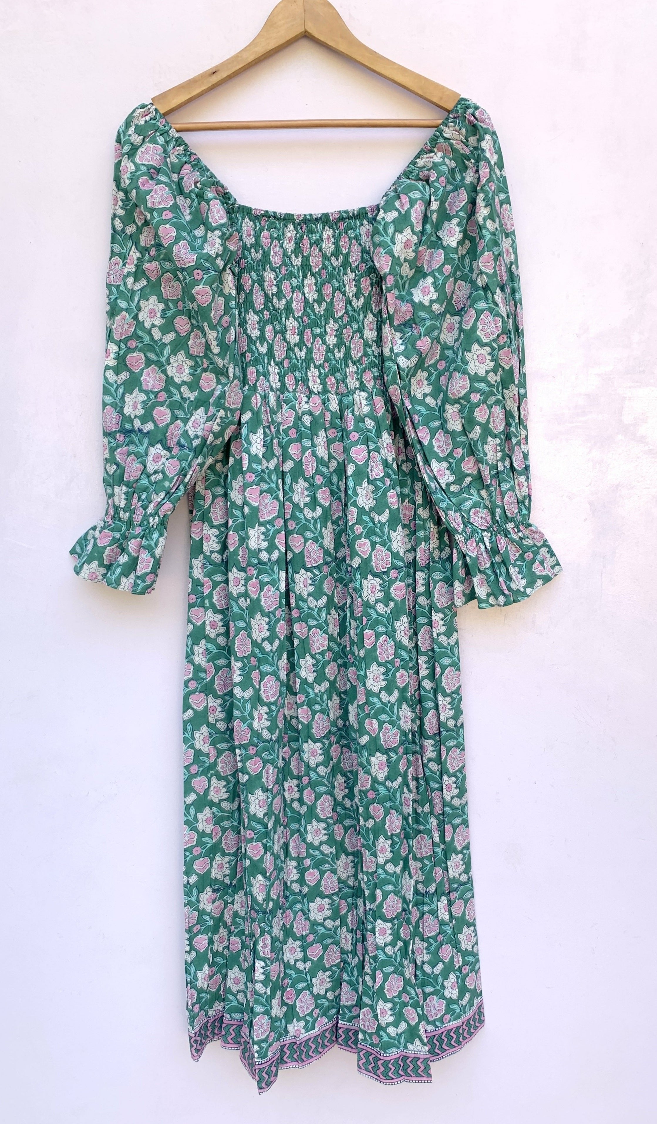 customized floral block printed western maxi