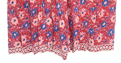 trendy red floral block printed maxi dress
