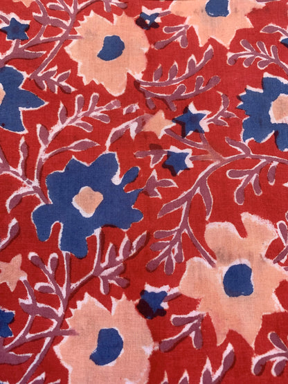 trendy red floral block printed maxi dress