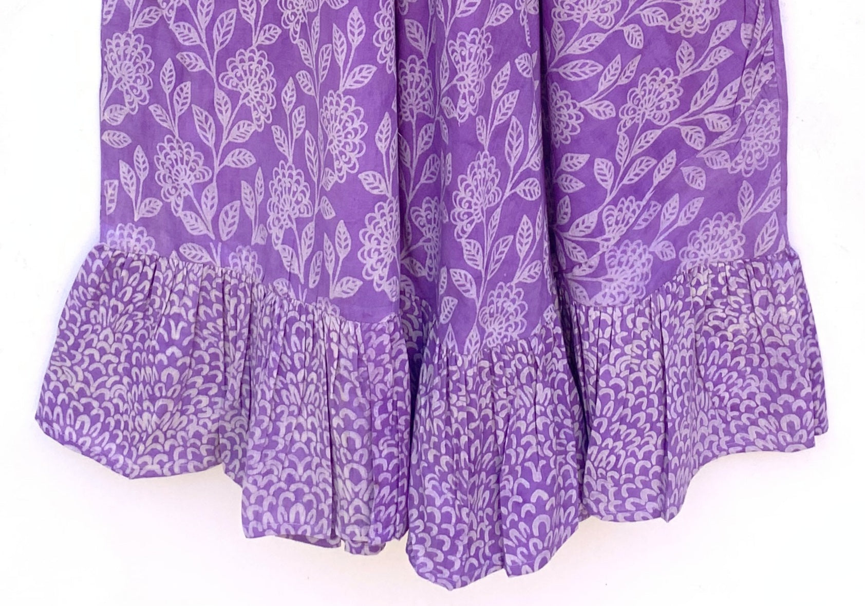 stylish purple floral bagru block printed caftan maxi dress