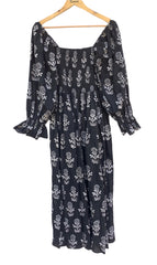 black floral bagru block printed bohemian maxi