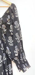 black floral bagru block printed bohemian maxi