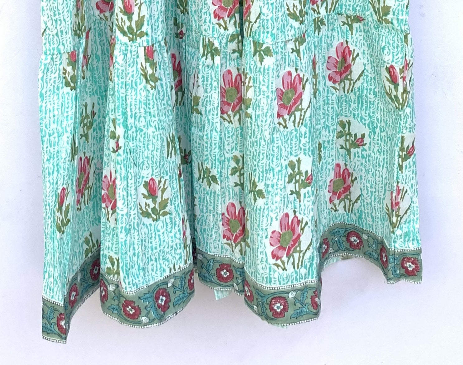 big floral green block printed summer maxi