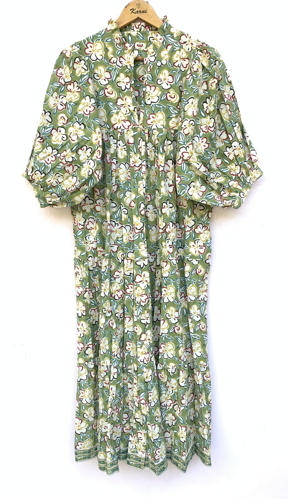 beautiful floral block printed spring summer maxi