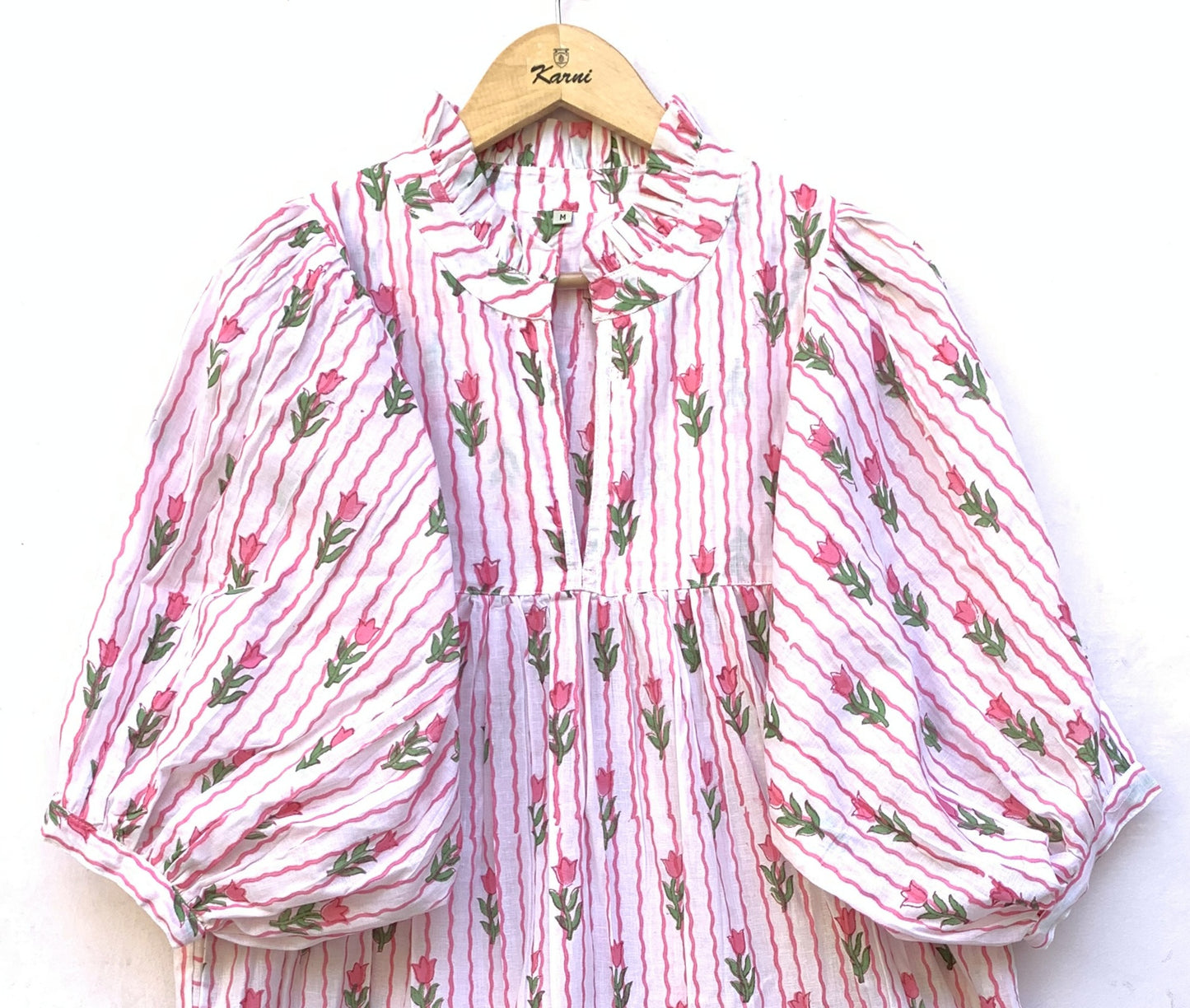 striped tulip floral block printed maxi dress